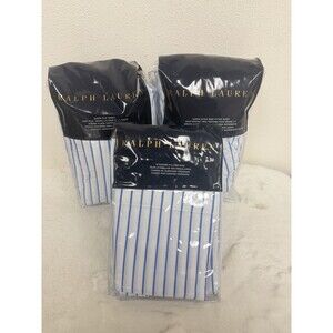 Ralph Lauren Queen Prescot Stripe 4 Piece Complete Sheet Set $500 White/Blue